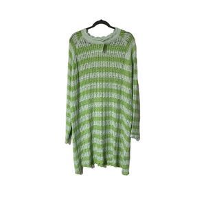 4SI3NNA Green and White Striped Dress